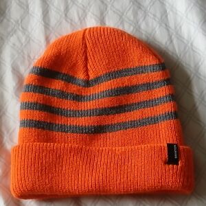 BRIXTON CA Surf Beach Skate Beanie Hat Orange Black Stripes One Size